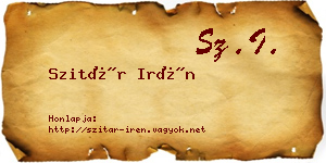 Szitár Irén névjegykártya